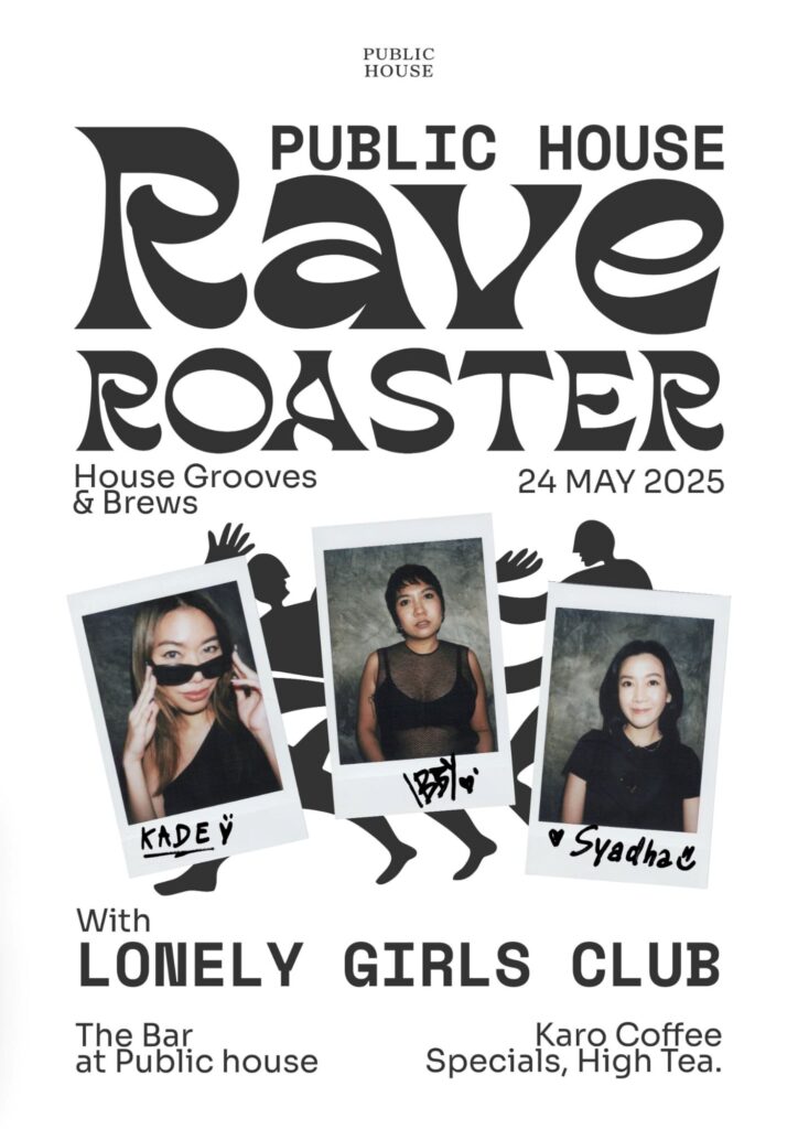Rave Roaster Poster with DJ Line up for 25 May 2025